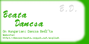 beata dancsa business card